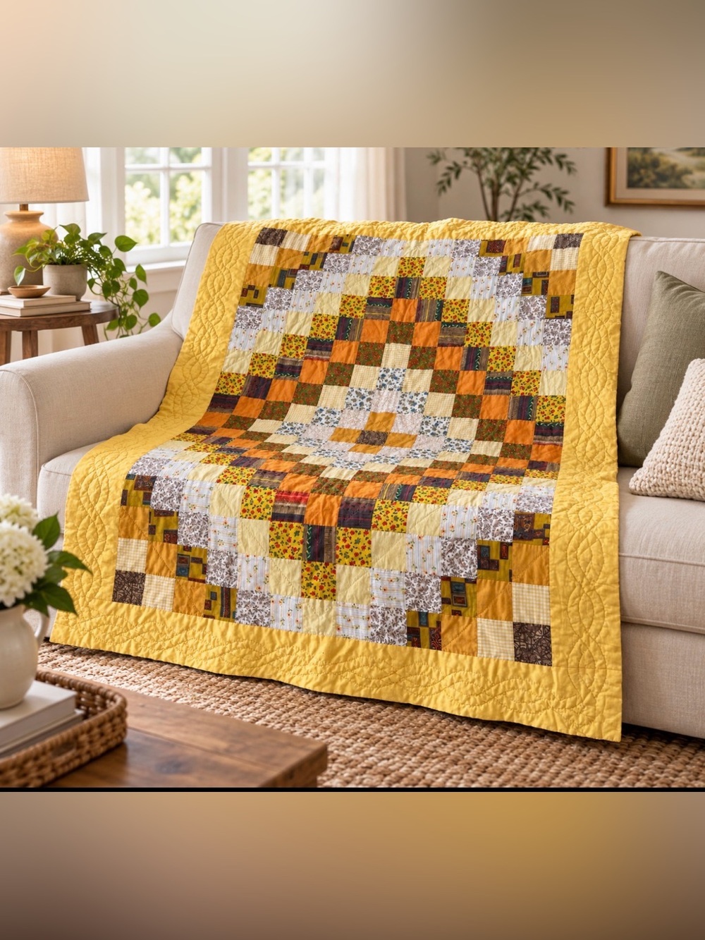 Handmade vintage quilt 64” x47”